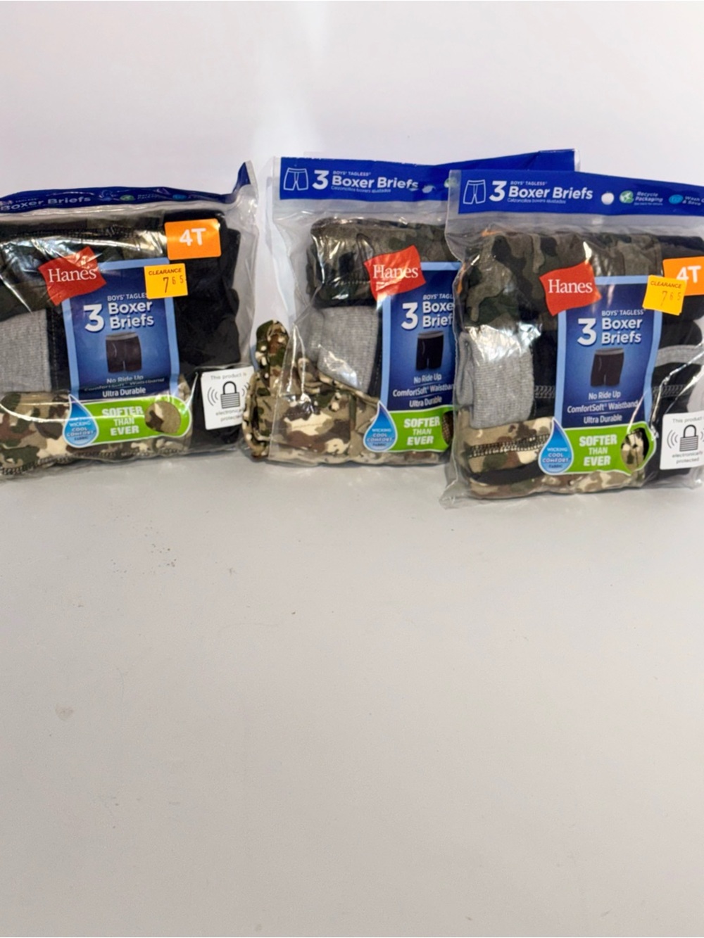 Hanes Boys' 3-Pack Boxer Briefs - Camo, Gray, Black Assorted Bundle